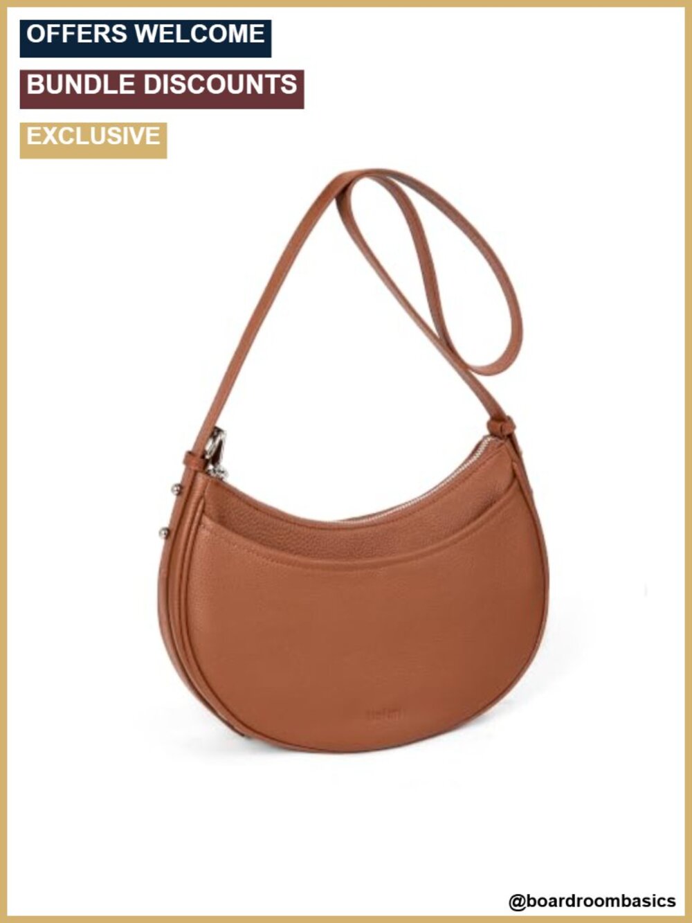 Genuine Leather Crescent Crossbody Bag 3-Way RFID Anti-Theft